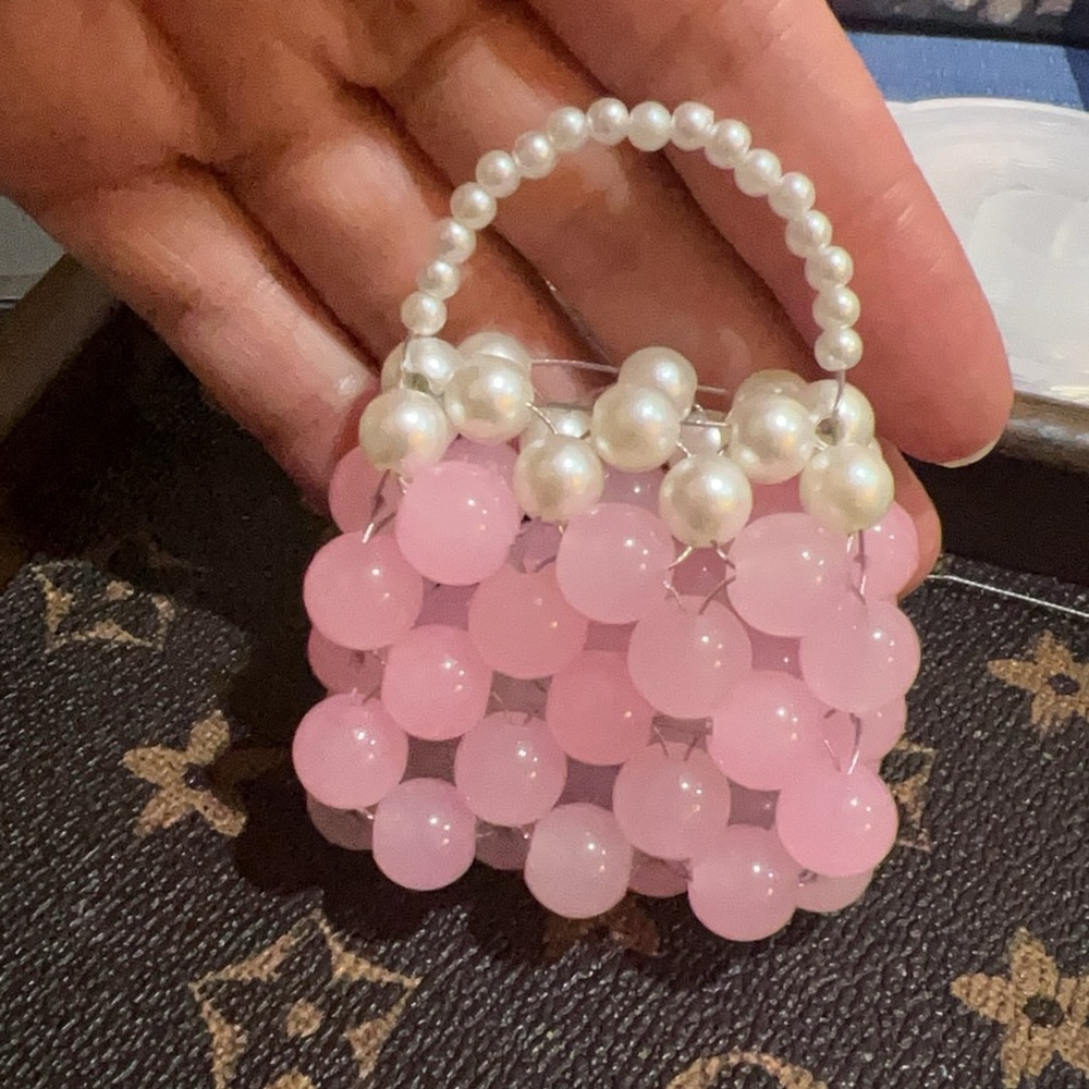 ❤️Pink Beaded Mini Handbag Decoration
